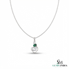 Natural Oval Emerald Floral Pendant With Diamond Accent Swirl - Elegant Gift for Her