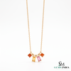 Baguette & Princess Cut Multi Sapphire Rainbow Charm Necklace - Everyday Jewelry