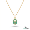 Oval and Round Natural Emerald Teardrop Pendant - Fine Jewelry Gift for Women