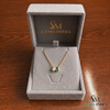 Emerald Cut Emerald & Pear Two Stone Pendant Necklace - Minimalist Gold Necklace