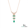 Pear Emerald Drop Pendant Necklace with Diamond Accents - Vintage Statement Jewelry
