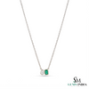 Emerald Cut Emerald & Pear Two Stone Pendant Necklace - Minimalist Gold Necklace