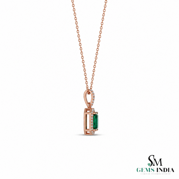 Emerald Cut Emerald & Pear Two Stone Pendant Necklace - Minimalist Gold Necklace (Copy)