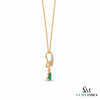 Natural Pear Shape Emerald Infinity Pendant With Diamond Accent - Green Gemstone Jewelry