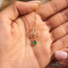 Natural Pear Shape Emerald Infinity Pendant With Diamond Accent - Green Gemstone Jewelry