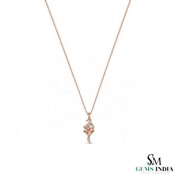 Morganite & Diamond Cushion Cut Pendant - Elegant Gemstone Jewelry