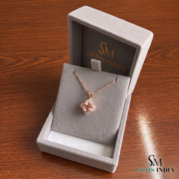Cushion Cut Morganite Diamond Pendant - Special Gift for Her