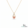Round Cut Morganite And Diamond Pendant with Twisted Design - Anniversary Gift