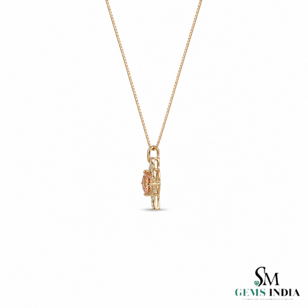 Morganite & Diamond Cushion Cut Pendant - Elegant Gemstone Jewelry