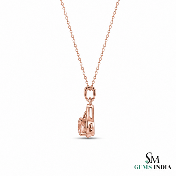 Oval Cut Peach Morganite and Diamond Pendant - Anniversary & Birthday Gift for Her