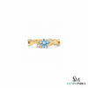 Round Blue Aquamarine Gemstone Twist Ring - Statement Ring For Her
