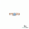 Round Blue Aquamarine Gemstone Twist Ring - Statement Ring For Her