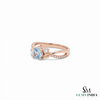 Round Blue Aquamarine Gemstone Twist Ring - Statement Ring For Her