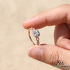 Cushion Aquamarine Engagement Ring with Diamond Twisted Ring Band - March Birthstone Gift