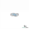 Elegant Triple Round Aquamarine And Diamond Ring - Three Stone Gemstone Ring