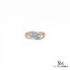 Elegant Triple Round Aquamarine And Diamond Ring - Three Stone Gemstone Ring