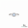 Cushion Aquamarine Engagement Ring with Diamond Twisted Ring Band - March Birthstone Gift