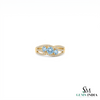 Elegant Triple Round Aquamarine And Diamond Ring - Three Stone Gemstone Ring