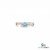 Round Blue Aquamarine Gemstone Twist Ring - Statement Ring For Her