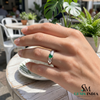Heart Shape Emerald and Diamond Ring - Bold Signet Style Band