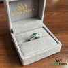 Heart Shape Emerald and Diamond Ring - Bold Signet Style Band