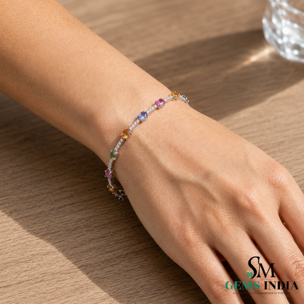 Multicolor Oval Cut Tennis Bracelet - Dainty Luxury Jewelry for Women