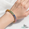 Rainbow Pear Multi Sapphire Tennis Bracelet -Luxury Statement Jewelry Gift for Women