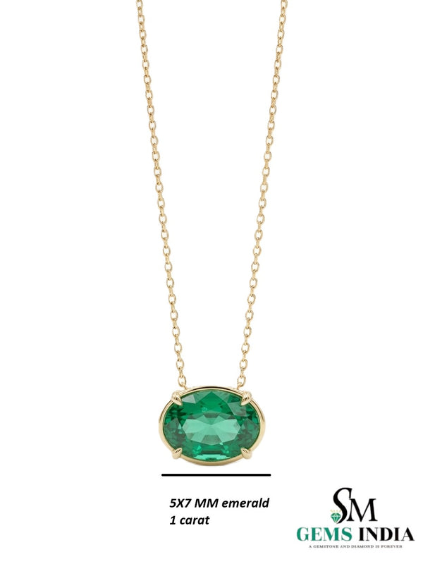 Classic Emerald Solitaire Necklace – Oval Cut Green Gemstone Jewelry