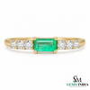 Minimalist Emerald Cut Emerald Engagement Ring with Diamond Accents in Gold
