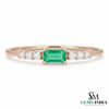 Minimalist Emerald Cut Emerald Engagement Ring with Diamond Accents in Gold