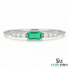 Minimalist Emerald Cut Emerald Engagement Ring with Diamond Accents in Gold