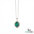 Green Emerald Halo Necklace in 14k Gold – Elegant Oval Gemstone Pendant