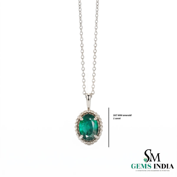 Green Emerald Halo Necklace in 14k Gold – Elegant Oval Gemstone Pendant