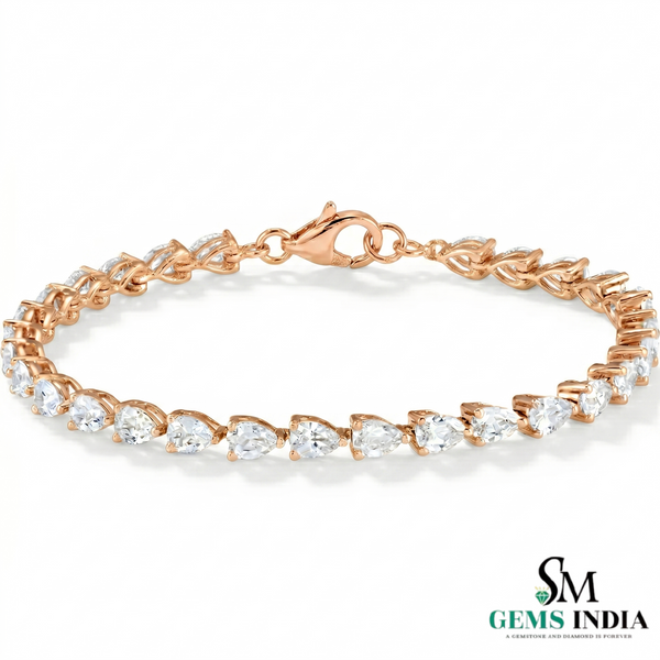 Pear Cut Diamond Tennis Bracelet – Elegant Teardrop Crystal Bracelet for Women