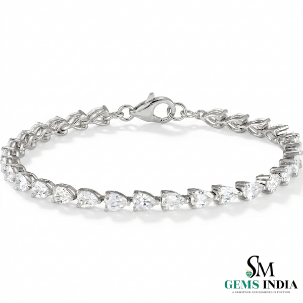 Pear Cut Diamond Tennis Bracelet – Elegant Teardrop Crystal Bracelet for Women