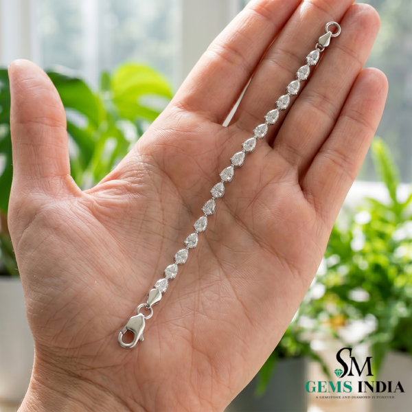 Pear Cut Diamond Tennis Bracelet – Elegant Teardrop Crystal Bracelet for Women