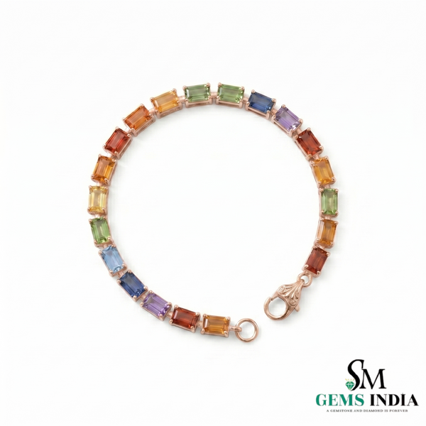 Rainbow Emerald Cut Tennis Bracelet - Everyday Fine Jewelry