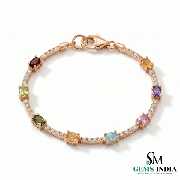 Multicolor Oval Cut Tennis Bracelet - Dainty Luxury Jewelry for Women