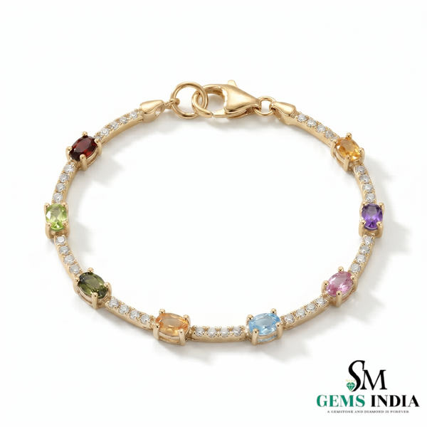 Multicolor Oval Cut Tennis Bracelet - Dainty Luxury Jewelry for Women