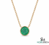 Dainty Emerald Necklace in 14K Gold Minimalist Round Emerald