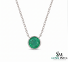 Dainty Emerald Necklace in 14K Gold Minimalist Round Emerald