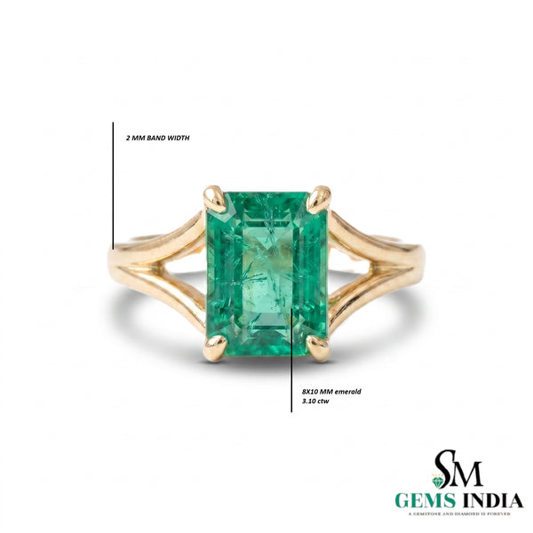 Natural Emerald Cut Emerald Men's Engagement Ring – Split Shank Statement Ring