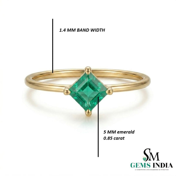 Octagon Cut Emerald Solitaire Ring in 14k Gold – Minimalist Ring