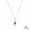 Oval Tanzanite Leaf Pendant With Diamond Accents – Romantic Gift For Wife & Girlfriend
