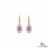 Oval Tanzanite Drop Earrings With Diamond Accent – Elegant 14K Gold Fine Jewelry