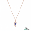 Oval Tanzanite Leaf Pendant With Diamond Accents – Romantic Gift For Wife & Girlfriend
