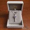 Natural Oval Tanzanite Key Pendant with Diamond Halo