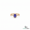 Oval Tanzanite Statement Ring With Diamond Halo and Split Band - Elegant Gemstone Jewelry