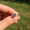 Oval Tanzanite Statement Ring With Diamond Halo and Split Band - Elegant Gemstone Jewelry