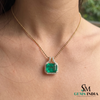 Octagon Cut Emerald & Diamond Halo Pendant - Fine Emerald Jewelry